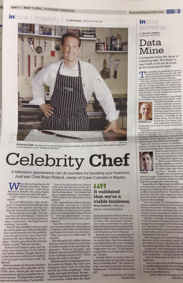 Crave Culinaire in the business observer